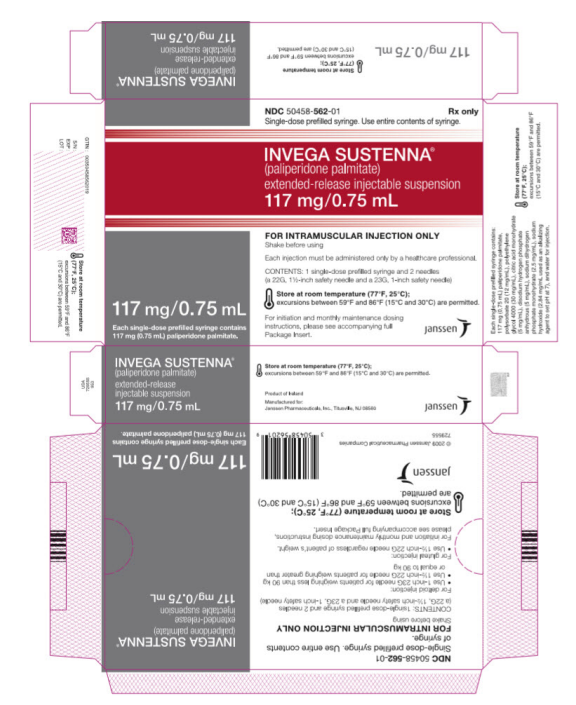 Invega sustenna 117 mg/0.75 ml injection, extended release